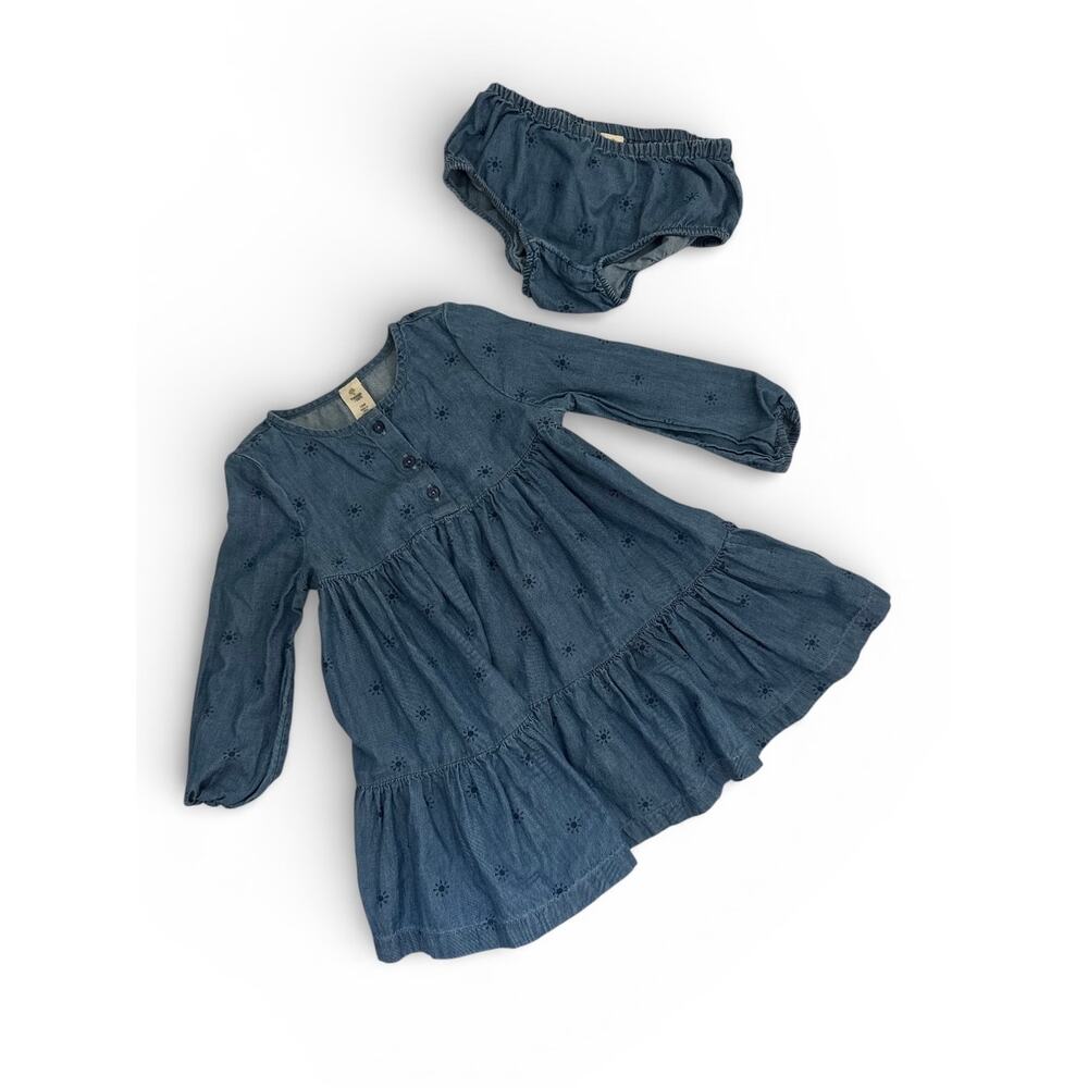 Tucker + Tate Long Sleeve Denim Dress with Matching Bloomers Size 18 Months